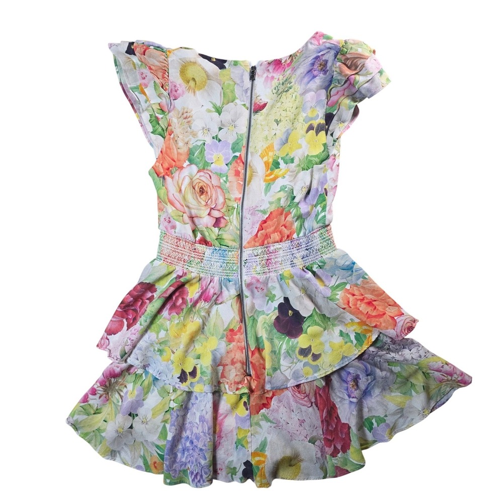 Alice + Olivia Mariska Dawn Floral Romper Dress Skort Smocked Ruffle 4 - Picture 3 of 13